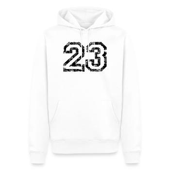 Zahl 23 (Vintage Weiß) 23. Geburtstag Nr. 23 - Männer Premium Bio Hoodie - Weiß - Vorne - Nico (187cm)