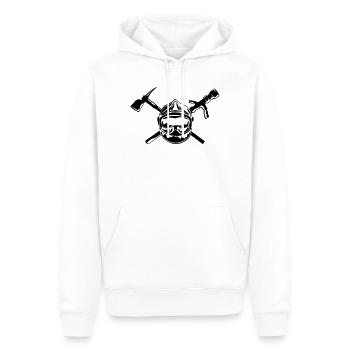 casque_pompier_hache et lance - Sweat à capuche Premium bio Homme - blanc - Devant - Nico (187cm)