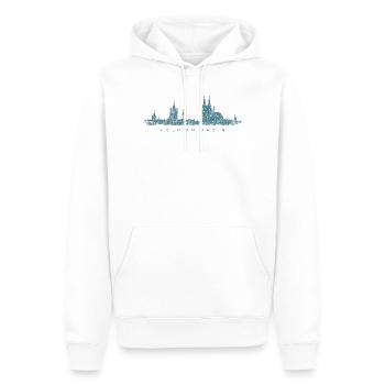 Köln am Rhein Kölner Skyline (Vintage Blau) - Männer Premium Bio Hoodie - Weiß - Vorne - Nico (187cm)