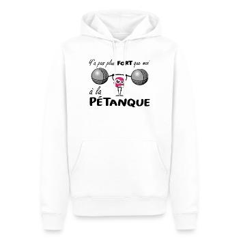y'a pas plus fort que moi - Sweat à capuche Premium bio Homme - blanc - Devant - Nico (187cm)