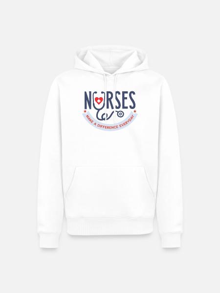 Nurses Make a Difference Everyday T-Shirt - Men’s Premium Organic Hoodie - white
