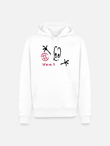 Handball, Comic, Sport - Männer Premium Bio Hoodie - Weiß