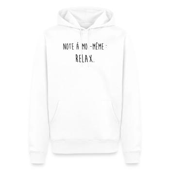 Relax / Humour / Fainéant / Paresse / Drôle Stress - Sweat à capuche Premium bio Homme - blanc - Devant - Nico (187cm)