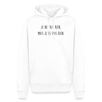 Ne Fais Rien / Humour / Fainéant / Paresse / Drôle - Sweat à capuche Premium bio Homme - blanc - Devant - Nico (187cm)