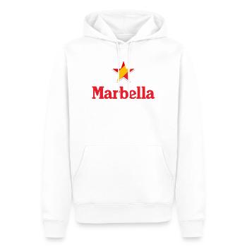 Sterne von Spanien - Marbella - Männer Premium Bio Hoodie - Weiß - Vorne - Nico (187cm)