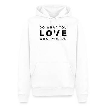 Affirmation: "do what you LOVE what you do" - Männer Premium Bio Hoodie - Weiß - Vorne - Nico (187cm)