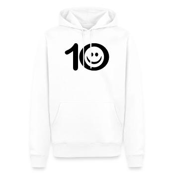 Zum Zehnten: 10 mit Lächel-Gesicht - Männer Premium Bio Hoodie - Weiß - Vorne - Nico (187cm)