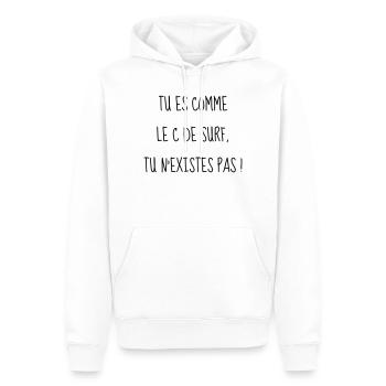Cinéma / Citation / Série télé / Geek - Sweat à capuche Premium bio Homme - blanc - Devant - Nico (187cm)