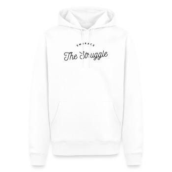 Embrace The Struggle - Motivational Text - Men’s Premium Organic Hoodie - white - Front - Nico (187cm)