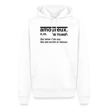 Définition amoureux style dictionnaire - Sweat à capuche Premium bio Homme - blanc - Devant - Nico (187cm)