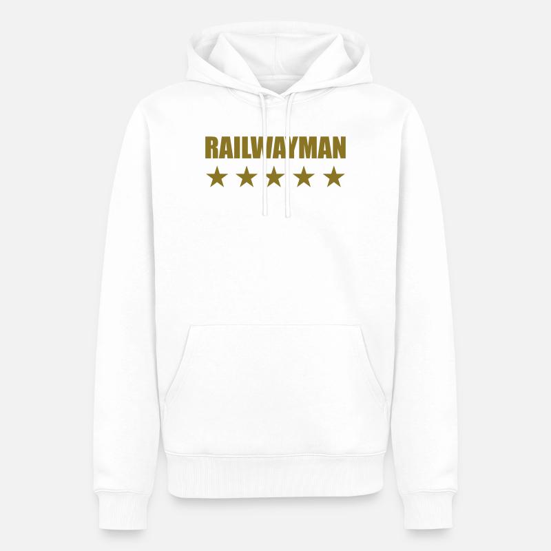 Cheminot / Chemin de fer / Train / Metro - Sweat à capuche Premium bio Homme - blanc