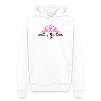 Lotus mit Yin & Yang Symbol - Sweat à capuche Premium bio Homme - blanc - Devant - Nico (187cm)