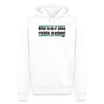 Bitte immer alles richtig machen - Männer Premium Bio Hoodie - Weiß - Vorne - Nico (187cm)