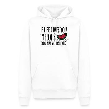 If live gives you melons, you may be dyslexic - Männer Premium Bio Hoodie - Weiß - Vorne - Nico (187cm)