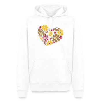 Großes Flower Power Herz, bunt - Männer Premium Bio Hoodie - Weiß - Vorne - Nico (187cm)