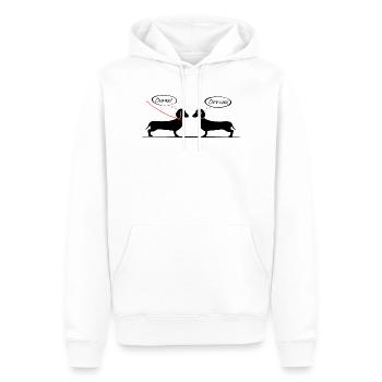 Dachshund online, Teckel offline - Dachshund shirt - Men’s Premium Organic Hoodie - white - Front - Nico (187cm)