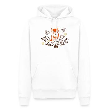 Little fox with leaves, autumn. - Men’s Premium Organic Hoodie - white - Front - Nico (187cm)
