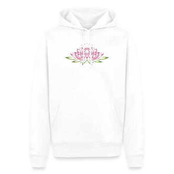 Große Lotusblüte mit Farbeffekten. Yoga, Wellness - Männer Premium Bio Hoodie - Weiß - Vorne - Nico (187cm)