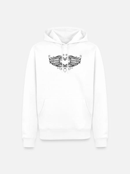 Filigree Tattoo Heart with wings. - Men’s Premium Organic Hoodie - white
