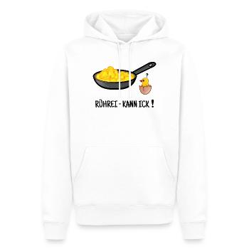 Rührei, Eierspeise kochen, Küken, Berliner Dialekt - Männer Premium Bio Hoodie - Weiß - Vorne - Nico (187cm)