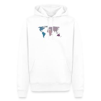Voyage sur la carte du monde - Sweat à capuche Premium bio Homme - blanc - Devant - Nico (187cm)