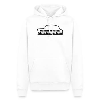  , Männer aus Stahl..., DDR Kult (25) - Männer Premium Bio Hoodie - Weiß - Vorne - Nico (187cm)