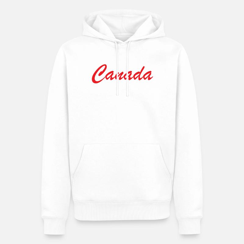 Lettrage Canada Script Rouge - Sweat à capuche Premium bio Homme - blanc