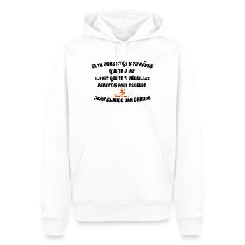 rever de dormir - Sweat à capuche Premium bio Homme - blanc - Devant - Nico (187cm)