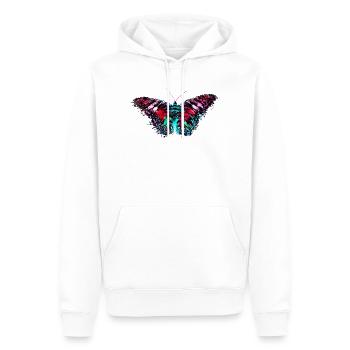 Design coloré couleur papillon rose turquoise - Sweat à capuche Premium bio Homme - blanc - Devant - Nico (187cm)