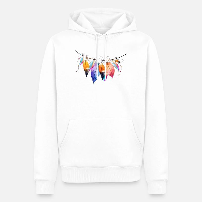 Farbenfroher Traumfänger-Design - Männer Premium Bio Hoodie - Weiß
