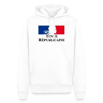 Tenue Républicaine - Sweat à capuche Premium bio Homme - blanc - Devant - Nico (187cm)