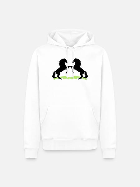 Chevaux - Sweat à capuche Premium bio Homme - blanc