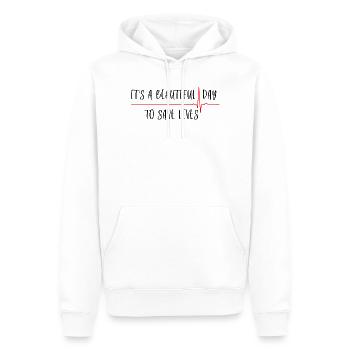 C'est une belle journée pour sauver des vies - Sweat à capuche Premium bio Homme - blanc - Devant - Nico (187cm)