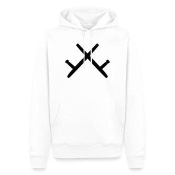 Image de l’ombre de Kobudo deux Tonfa - Sweat à capuche Premium bio Homme - blanc - Devant - Nico (187cm)