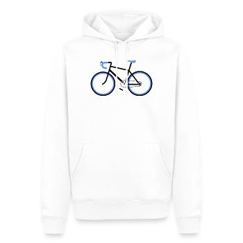Nouveau vélo avec volant sport bleu et selle sport - Sweat à capuche Premium bio Homme - blanc - Devant - Nico (187cm)