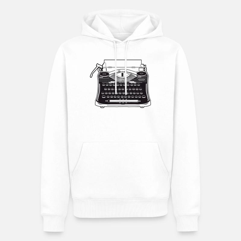 machine à écrire antique nostalgique dans un style rétro - Sweat à capuche Premium bio Homme - blanc