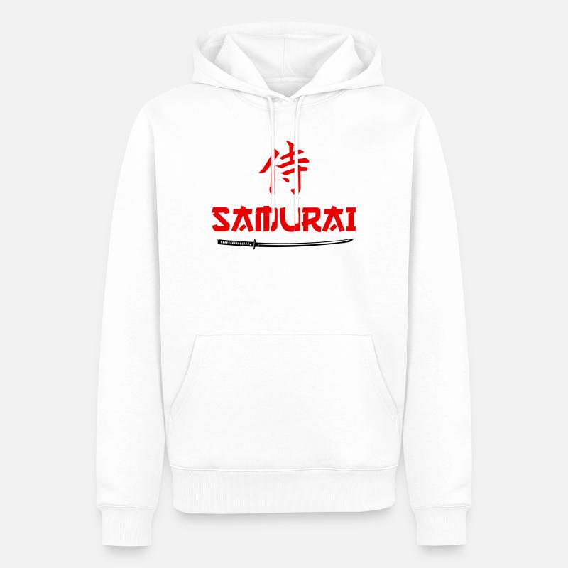 Kanji de l’épée de samouraï - Sweat à capuche Premium bio Homme - blanc