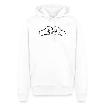 2 Bro Poing serré poings amis équipe salutation - Sweat à capuche Premium bio Homme - blanc - Devant - Nico (187cm)