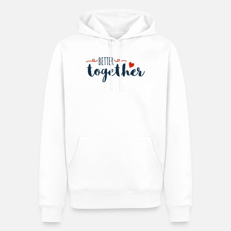 Mieux Ensemble Script Cœur - Sweat à capuche Premium bio Homme - blanc