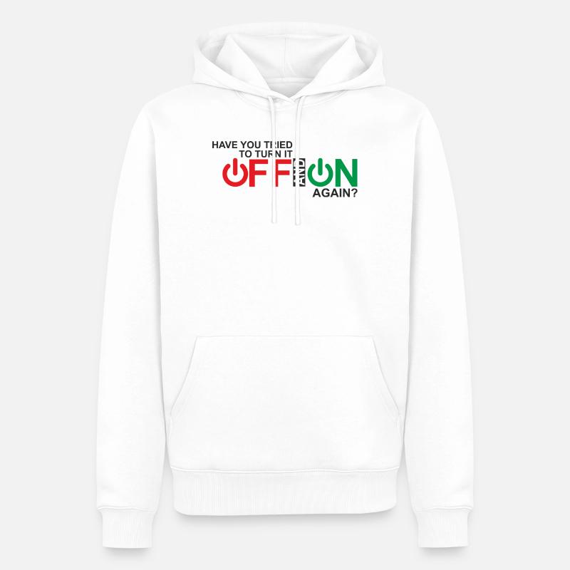 Lebendiges Design der Ein-/Aus-Taste - Männer Premium Bio Hoodie - Weiß
