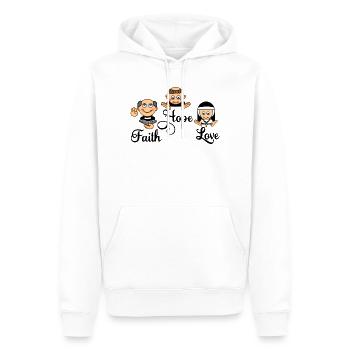 Glaube Hoffnung Liebe mit Nonne, Mönch und Priester - Männer Premium Bio Hoodie - Weiß - Vorne - Nico (187cm)