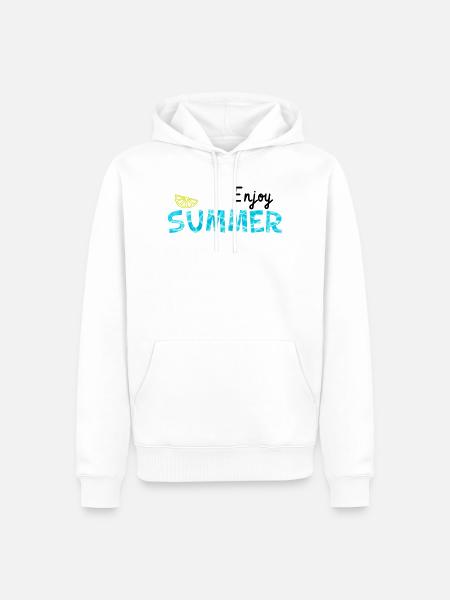 Genieße den Sommer - Limette cool Sommer Geschenk - Männer Premium Bio Hoodie - Weiß