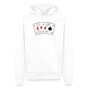 Karo- Herz- Pik- Kreuz-As Kartenspiel Poker Profi - Männer Premium Bio Hoodie - Weiß - Vorne - Nico (187cm)