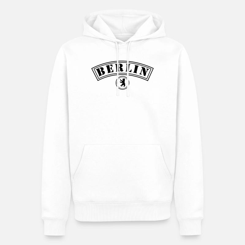 Berlin mit Bär - Männer Premium Bio Hoodie - Weiß