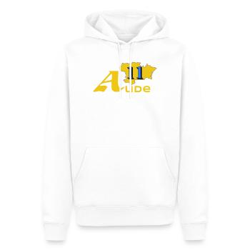 Aude - Männer Premium Bio Hoodie - Weiß - Vorne - Nico (187cm)