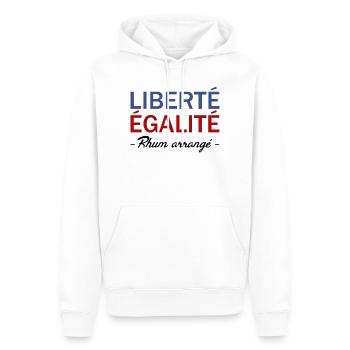 Liberté égalité Rhum arrangé - Sweat à capuche Premium bio Homme - blanc - Devant - Nico (187cm)