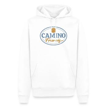 Timbre pèlerin Camino Francés | Santiago - Sweat à capuche Premium bio Homme - blanc - Devant - Nico (187cm)