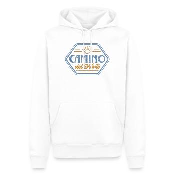 Camino del Norte Poinçon de pélerinage | Chemin de Saint-Jacques - Sweat à capuche Premium bio Homme - blanc - Devant - Nico (187cm)