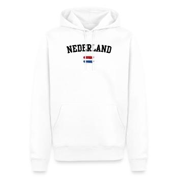 Brushstroke T-Shirt mit holländischer Flagge - Männer Premium Bio Hoodie - Weiß - Vorne - Nico (187cm)