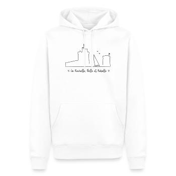 La Rochelle beige/jaune - by Nicolas Poitevin - Sweat à capuche Premium bio Homme - blanc - Devant - Nico (187cm)